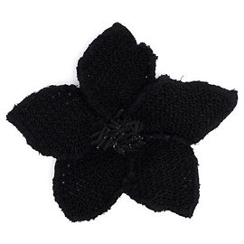 Chanel Black Knitted Camélia Brooch Black