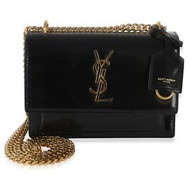 Bolso Small Sunset Monogram en charol negro Saint Laurent Negro