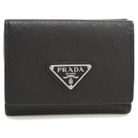 Prada Tri-fold Leather Wallet Black