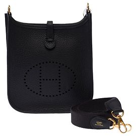 Hermès Borsa HERMES Mini Evelyne in Pelle Blu Navy - 103712 Blu navy