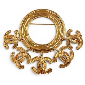 Chanel Vintage Gold Circle Swing Brosche Golden