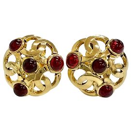 Orecchini CHANEL Vintage Gripoix Coco Mark Rosso D'oro