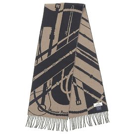 Hermès Estola de cachemira con flecos Clic Clac Hermes Castaño Negro