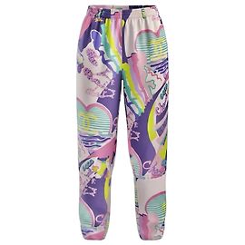 Calça Harem de Seda Chanel 24C Runway MultiColor Graffiti FR 34 Rosa Multicor Verde Roxo Amarelo Azul claro