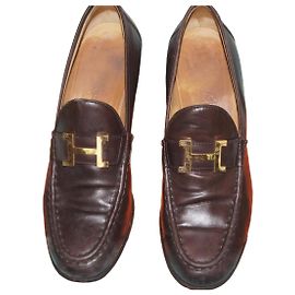 Hermès Mocasines de Cuero Marrón Castaño