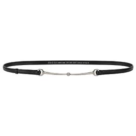 Gucci Black Leather Belt with Silver Hardware Black