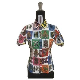 Camicia Versace Stampa Alfabeto Barocco Gotico Multicolore