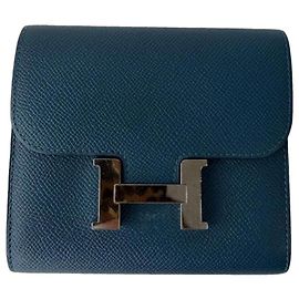 Hermès Kelly Pochette Wallet in Blue Leather Blue