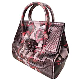 Versace Medusa Python Leather Top Handle Bag Black Red Beige Python print