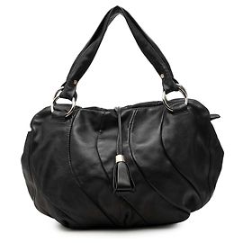 Céline Bolsa Hobo Pleated Bittersweet em couro de bezerro preto Celine Preto