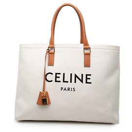 Céline Tote horizontal Celine Brown Small Canvas Logo Print Marrom Bege