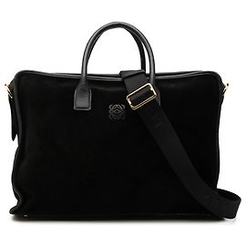 LOEWE Black Suede Amazona Business Bag Black