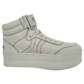 Céline Sneakers Celine con lacci e strap in velcro in pelle bianca Bianco