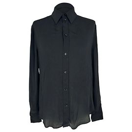 Céline Celine Button-Up Langarmbluse aus schwarzem Acetat Schwarz