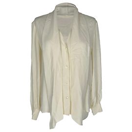 Céline Blusa Celine com decote drapeado em acetato creme Branco Cru