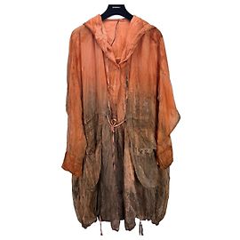 Autre Marque Masnada Giacca con cappuccio in seta Marrone Arancione