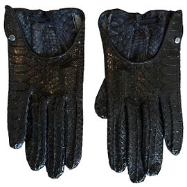 Autre Marque Guantes de piel de pitón negro Negro