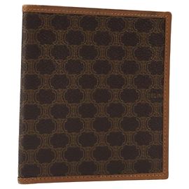 Céline Cartera Compacta CELINE Macadam Canvas PVC Cuero Marrón Auth 189986A Castaño