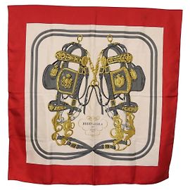 Hermès Sciarpa HERMES Carre 90 in seta Beige Rosso Autentica 186940 Rosso Beige