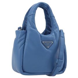 Bolsa PRADA de couro 2way Azul Prata Auth 191476SM Prata Azul