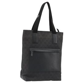 GUCCI GG Canvas Tote Bag Denim Black Silver 180450 Auth mr2658 Black Silvery