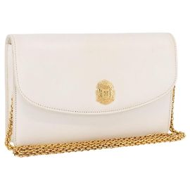 Céline Bolsa de Alça de Corrente CELINE em Couro Branco Ouro Auth bs35977 Branco Dourado