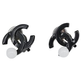 Orecchini CHANEL COCO Mark in metallo nero CC Auth 189989A Nero