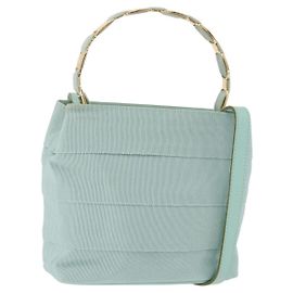 Sac à main Salvatore Ferragamo Vala en toile 2way Vert Or Auth 191655A Doré Vert