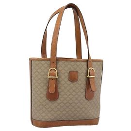 Céline Bolsa Tote CELINE Macadam em PVC e couro Bege Dourado Auth BA14003 Bege Dourado