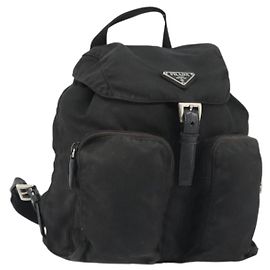 PRADA Rucksack Nylon Schwarz Silber Auth 188504 Schwarz Silber