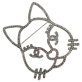 CHANEL Brosche Metall Silber CC Auth bs35760M Silber