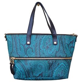 Etro Bolsa Tote estampa paisley e couro Preto Verde