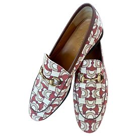 Mocassins de lona estampada para homem Gucci Marrom Bege Cru