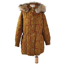 Etro Parka matelassée imprimé paisley et capuche fourrure Marron Rouge Autre Vert