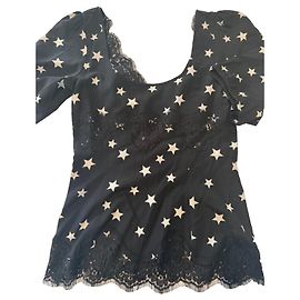 Dolce & Gabbana Top de viscose preto estrelas e renda Preto Branco