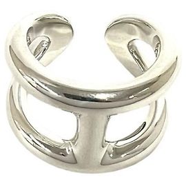 Hermès Hermes Osmo GM Silver Band Ring Silvery