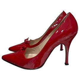 Manolo Blahnik Red Patent Leather Pointed Toe Pumps Sz. 39 Pre-owned Other