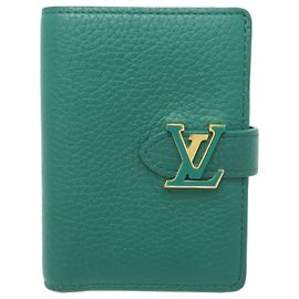 Louis Vuitton Damengeldbeutel Bi-fold aus grünem Taurillon-Leder Grün