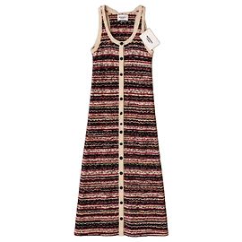 Vestido maxi de punto a rayas multicolor Isabel Marant Etoile Castaño Multicolor Beige Burdeos
