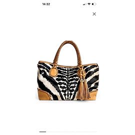 Gucci Bolsa Tote Estampa Zebra em Couro Marrom Estampa de zebra
