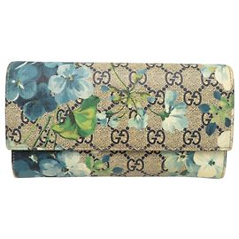 Portafoglio lungo bi-fold da donna Gucci Blu Beige
