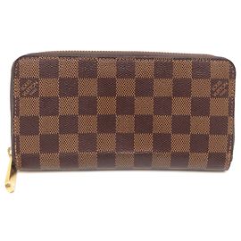 Portefeuille Zippy Louis Vuitton en toile Damier Marron