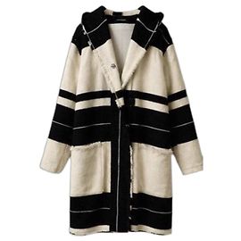 Isabel Marant Striped Wool Blend Coat Black White