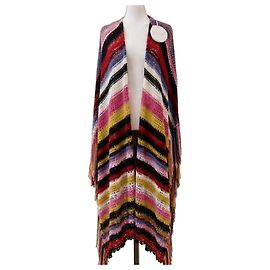 Cardigan in lana e cashmere a righe multicolore Chloé Nero Rosa Bianco Rosso Blu Multicolore Giallo