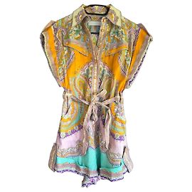 Zimmermann Mono corto estampado Rosa Azul Multicolor Verde Púrpura Amarillo