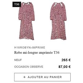 Robe longue MAJE imprimée rose bordeaux taille 36 Autre