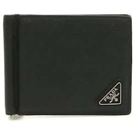 Prada Triangle Bi-fold Wallet Black White