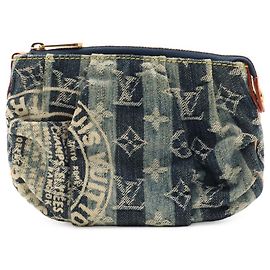 Louis Vuitton Monogram Denim Handtasche Pouch Blau Monogramm