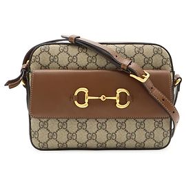 Piccola borsa a tracolla Gucci Horsebit 1955 Marrone Beige