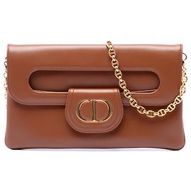 Sac DiorDouble Chain en cuir de veau marron taille Medium Marron